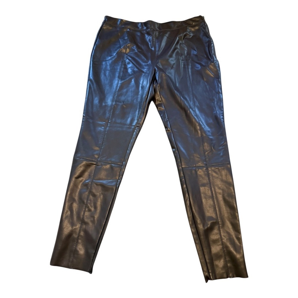 Topshop Faux Leather Leggings High Waist Pull On Pants Brown US 14